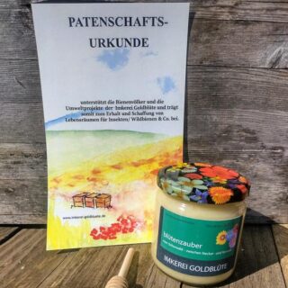 Bienenpatenschaft Honigglas mit Urkunde als Geschenk